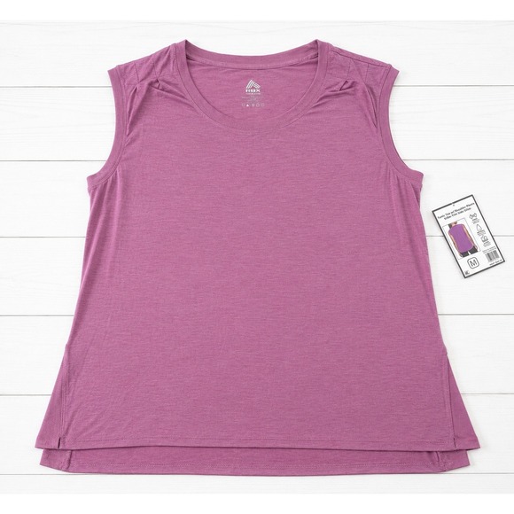 RBX Tops - RBX Tunic Tee Shoulder Pleats Rib Trim Side Vents Pink Orchid Athleisure Women M
